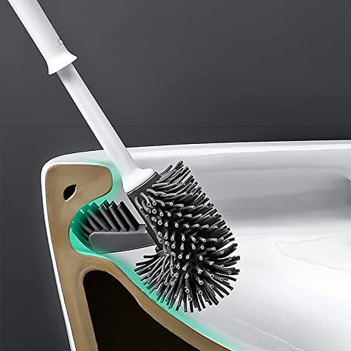 Wall Mounted Toilet Brush Holder with Long Handle Brush for Bathroom Cleanliness