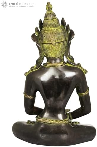 Amitabha Buddha Brass Statue - 13 Inch Religious Meditation Figurine
