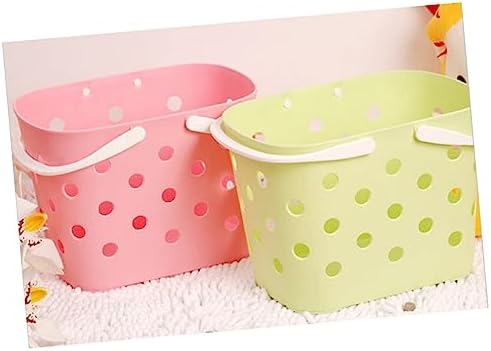 Anneome Cute Pink Plastic Storage Basket with Handles