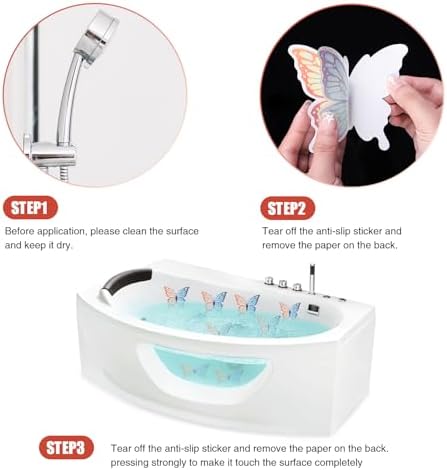 Secopad 20 PCS Non Slip Butterfly Bathtub Stickers