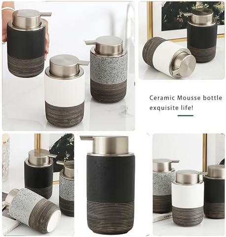 Ceramic Hand Soap Dispenser Refillable Foaming Pump Black