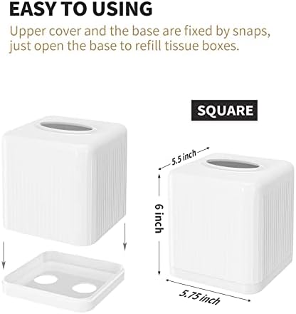 Livelab Square Tissue Box Cover with Base - White 1