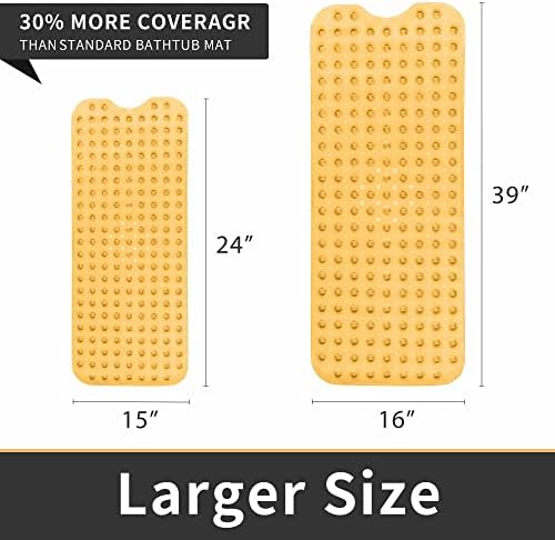 ROSMARUS Non-Slip Shower Mat 16x39 Inch Yellow