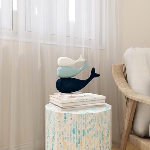 Deco 79 Polystone Whale Home Decor Statue with Acrylic Base