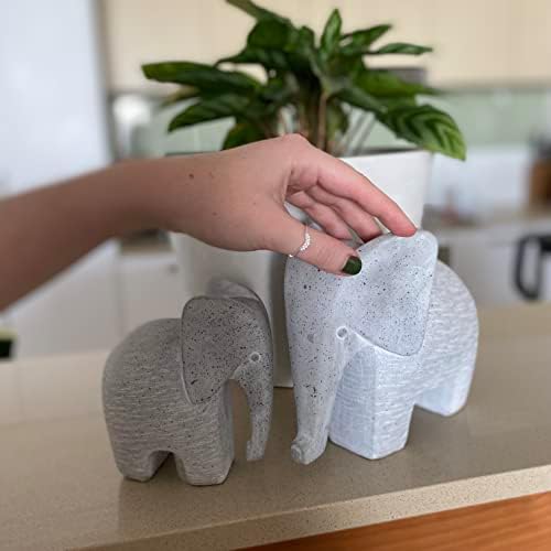 Huey House Elephant Sculptures 2 Piece Set 6 and 5 Light Gray