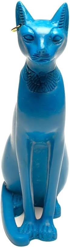 Classical Blue Bastet Cat Statue - Egyptian Goddess Collectible