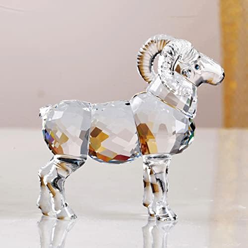 Realistic Crystal Goat Figurine Home Decor White