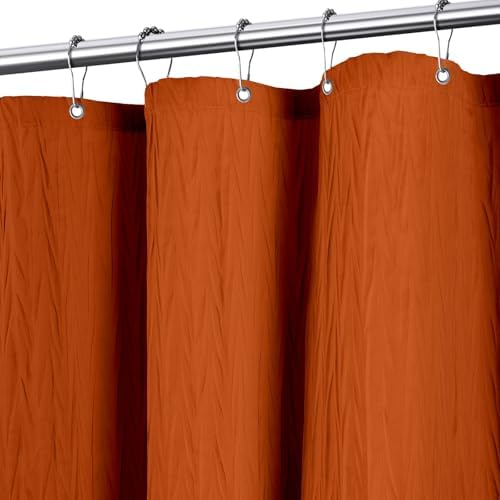 Tititex Vibrant Orange Burnt Ochre Crumpled Shower Curtain 72x72 Inch