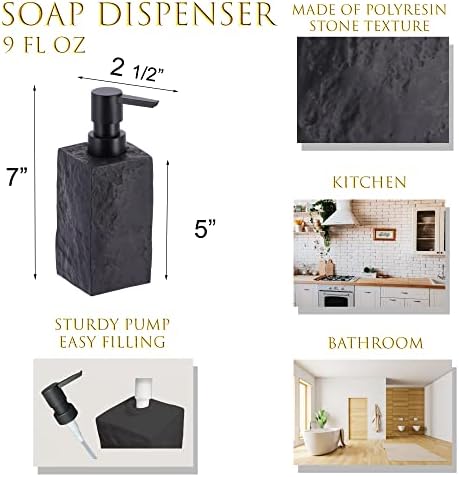 Bath Square Resin Soap Dispenser 9 FL OZ Black