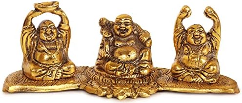 ETROVES Laughing Buddha Statue - 4 Inch Golden Feng Shui Decor