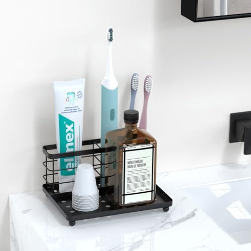 Luxspire 3-Slot Toothbrush Holder Black Stainless Steel