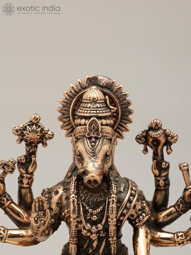 Small Superfine Eight Armed Goddess Varahi Brass Statue