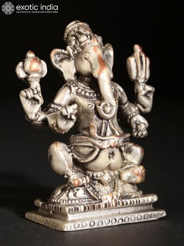 Exotic India Small Chaturbhuj Ganesha Brass Statue 1