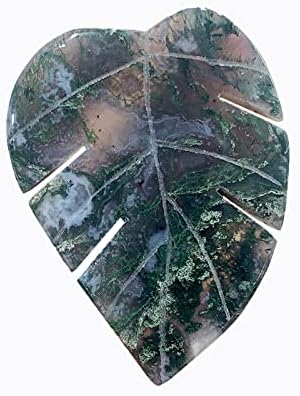 Runyangshi Natural Moss Agate Leaf Sculpture Decoration