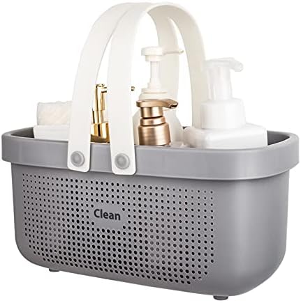 JiatuA Gray Plastic Storage Basket with Handle