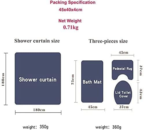 DDS-DUDES 4Pcs Christmas Shower Curtain Set with 12 Hooks
