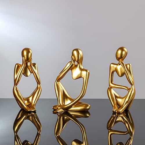 Abstract Thinker Statue Gold Resin Home Decor