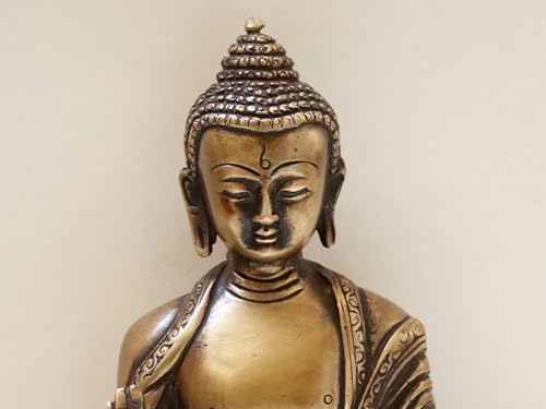 8-Inch Buddha Brass Statue with Vitarka Mudra