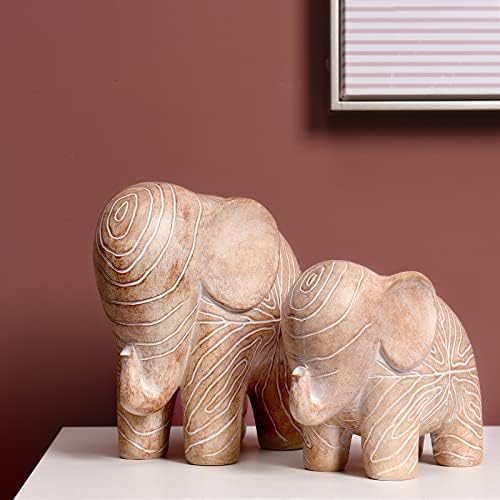Kakizzy Elephant Statue African Wood Decor Boho Style