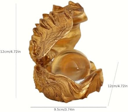 Zonsuli Gold Pearl Oyster Sculpture Handmade Shell Statue