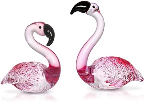 LONGWIN Handmade Flamingo Figurines 2 Pcs