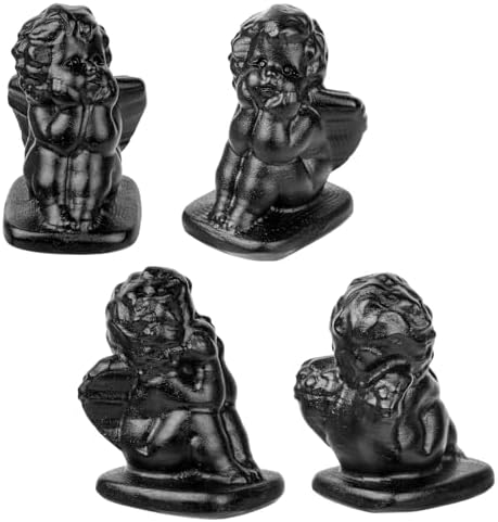 Rockcloud Black Obsidian Angel Stone Figurine