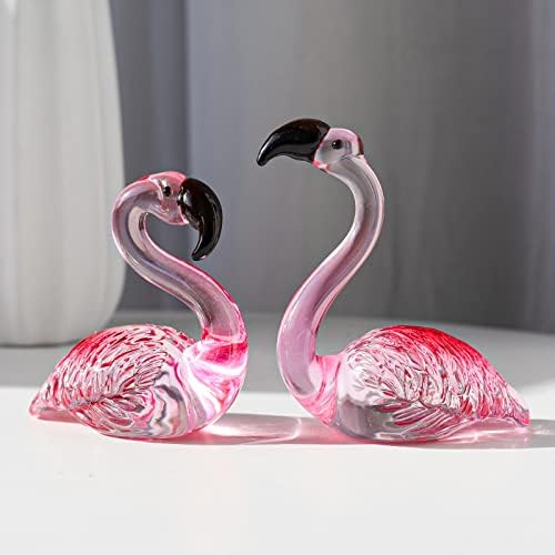 LONGWIN Handmade Flamingo Figurines 2 Pcs
