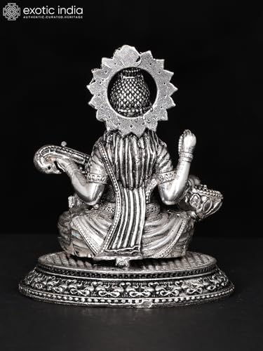 Devi Saraswati Veena Playing Silver Plated Brass Statue
