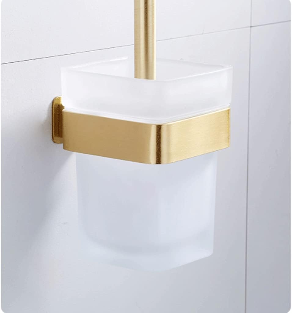 Gold Toilet Brush Holder Set with Aluminum Frame