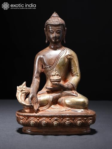 Exotic India Medicine Buddha Brass Statue 7 Inch