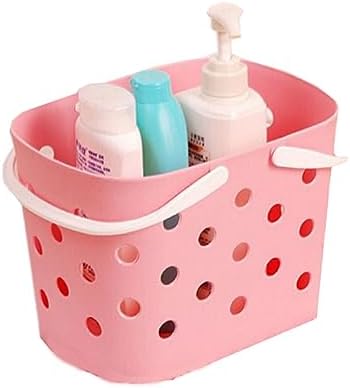 MAGICLULU Pink Plastic Bathroom Storage Handle Basket