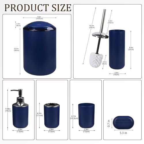 CERBIOR 6-Piece Bathroom Accessory Set in Royal Blue