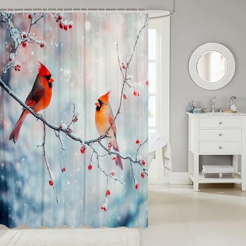 Feelyou 3D Red Bird Kids Shower Curtain 72x78