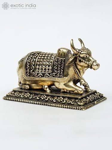 Exotic India Nandi Brass Statue Spiritual Home Decor