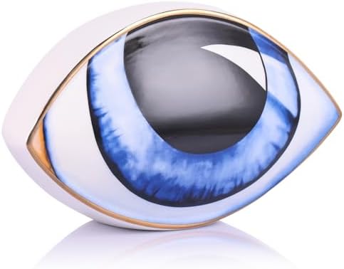 Blue Ceramic Eye Sculpture Modern Decor