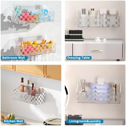Natheeph 2 Pack Clear Shower Caddy for Bath Toys and Essentials