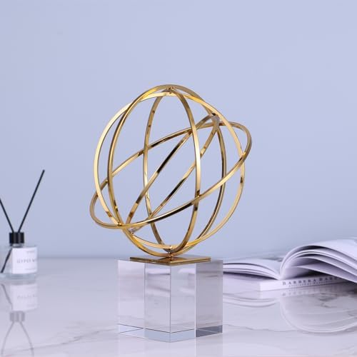 DOVDOV Gold Geometric Metal Knot Statue Crystal Base Decor