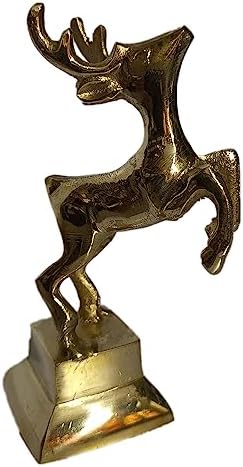PARIJAT HANDICRAFT Brass Deer Statues Home Decor