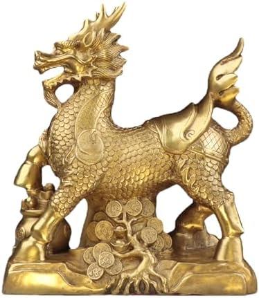 Usoway Office Copper Statues Money Tree and Qilin