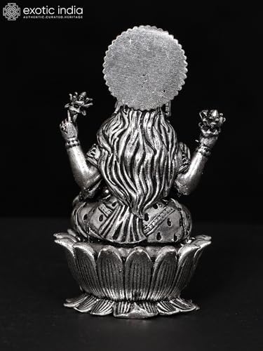 Small Superfine Lakshmi Silver Plated Brass Statue Pooja Temple Decor