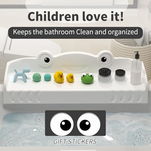 MMIOFANT Splash Guard Bath Tub Tray with Play Shelf White