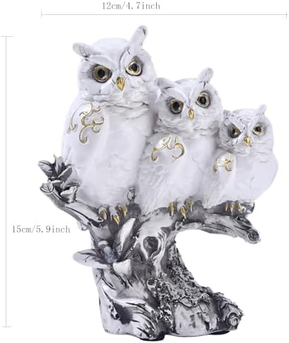 Realistic Family of Three Owls Resin Statue