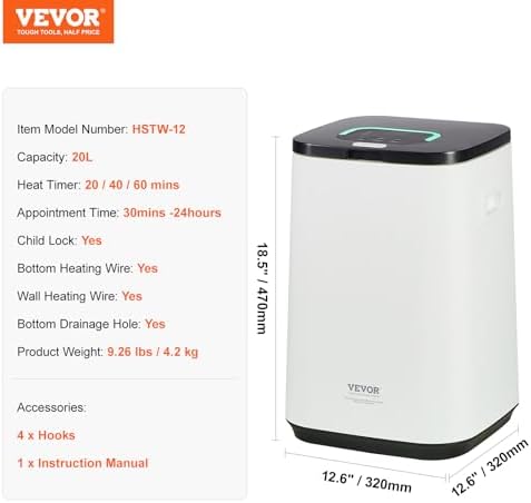 VEVOR Towel Warmer 20L with 24h Delay and Auto Shut Off
