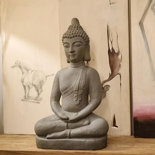VANZUNE 26H Gray Buddha Statue for Home Decor