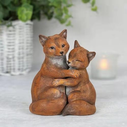 Cute Hugging Couple Fox Sculpture Valentines Decoration