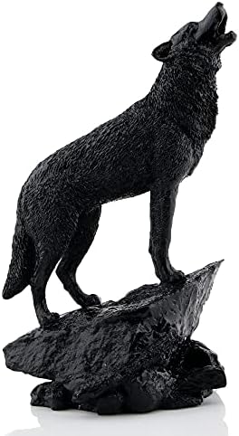 Wisifayardin Black Wolf Wildlife Howling Wolf Statue