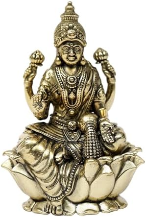 Superfine Brass Lakshmi on Lotus Statue for Pooja Room