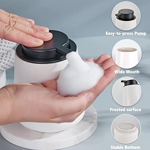 Eyrozia 12Oz White Ceramic Foam Soap Dispenser Set