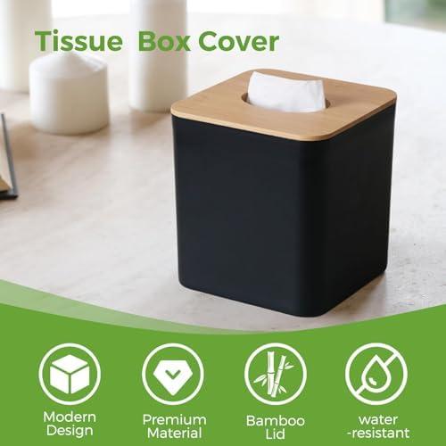 Bamboo Tissue Box Cover for Bathrooms and Desks