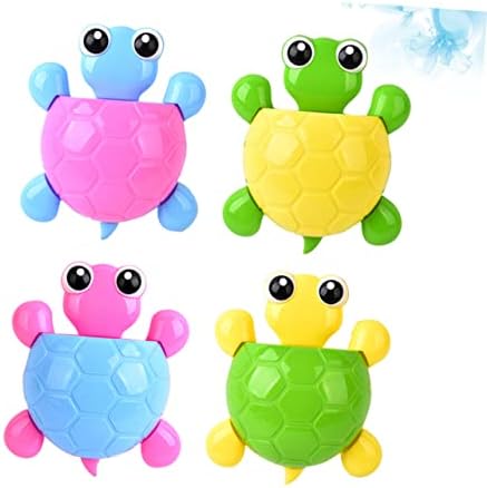 ABOOFAN 4Pcs Cute Turtle Suction Cup Toothbrush Holder